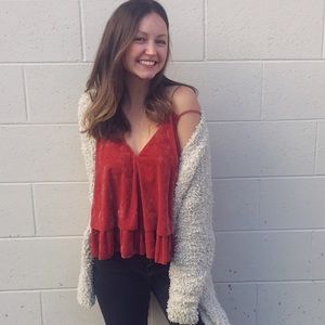 Velvet ruffle tank